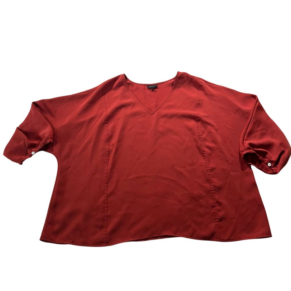 J Jill Dark Orange V Neck Blouse Plus Sz 3X Boho Casual Work Office Careerw